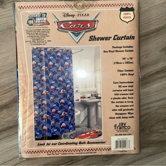 Disney Cars lightening mcqueen Blue and Red Shower Curtain - Picture 2 of 2